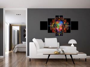Obraz - Popiersie Buddy w neonowych kolorach (125x70 cm)