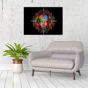 Obraz - Popiersie Buddy w neonowych kolorach (70x50 cm)