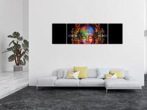 Obraz - Popiersie Buddy w neonowych kolorach (170x50 cm)