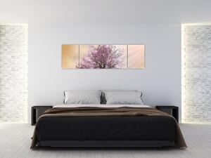 Obraz kwitnącego drzewa na szczycie wzgórza (170x50 cm)