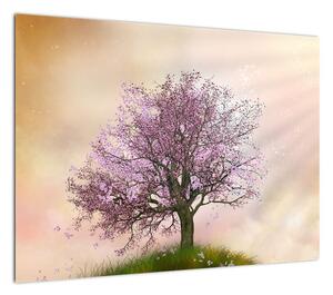Obraz kwitnącego drzewa na szczycie wzgórza (70x50 cm)
