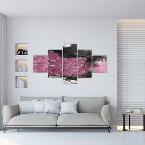 Obraz - Różowo - czarna abstrakcja (125x70 cm)