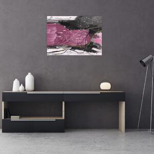Obraz - Różowo - czarna abstrakcja (70x50 cm)
