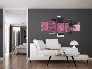 Obraz - Różowo - czarna abstrakcja (125x70 cm)
