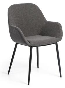 Antracytowy tapicerowany fotel jadalniany Konna – Kave Home
