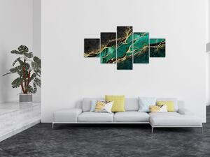 Obraz - Marmurki olejno-złote (125x70 cm)