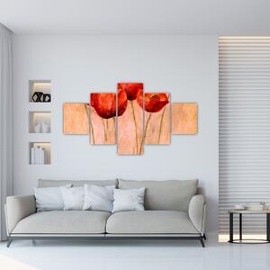 Obraz - Czerwone tulipany (125x70 cm)