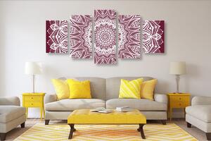 5-częściowy obraz Mandala harmonii na różowym tle