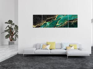 Obraz - Marmurki olejno-złote (170x50 cm)