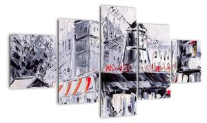 Obraz - Ulica w Paryżu, obraz olejny (125x70 cm)