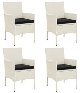 Krzesła ogrodowe z poduszkami, 4 szt., polirattan, białe