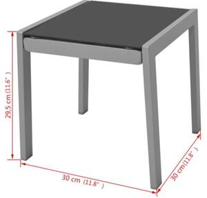 Leżaki ze stolikiem, aluminium, czarny