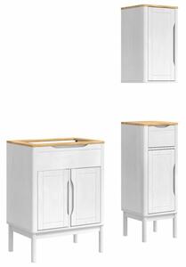 Nowoczesny zestaw mebli łazienkowych floro z litego drewna sosnowego, biały, minimalistyczny design