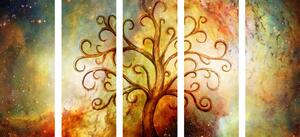 5-częściowy obraz drzewo życia z abstrakcją wszechświata