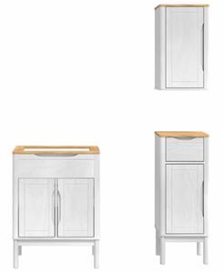 Nowoczesny zestaw mebli łazienkowych floro z litego drewna sosnowego, biały, minimalistyczny design