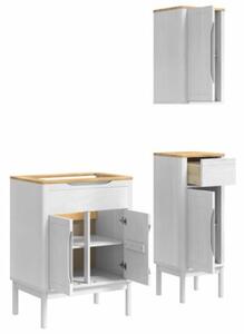 Nowoczesny zestaw mebli łazienkowych floro z litego drewna sosnowego, biały, minimalistyczny design
