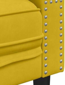 Sofa chesterfield z waÅkami, dwuosobowa, Å¼Ã³Åta, aksamit