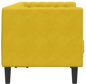 Sofa chesterfield z waÅkami, dwuosobowa, Å¼Ã³Åta, aksamit