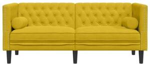 Sofa chesterfield z waÅkami, dwuosobowa, Å¼Ã³Åta, aksamit