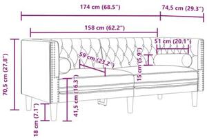 Sofa chesterfield z waÅkami, dwuosobowa, Å¼Ã³Åta, aksamit
