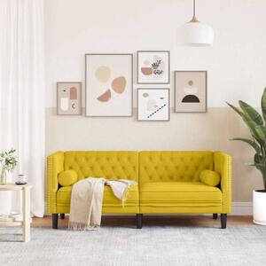 Sofa chesterfield z waÅkami, dwuosobowa, Å¼Ã³Åta, aksamit