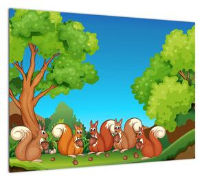 Obraz - Wesołe wiewiórki (70x50 cm)