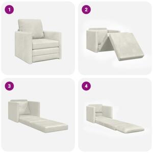 Sofa rozkÅadana z poduszkÄ kremowy 74 x 77 x 81 cm aksamit
