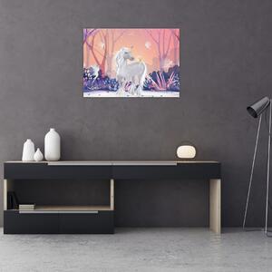Obraz - Jednorożec w magicznym lesie (70x50 cm)
