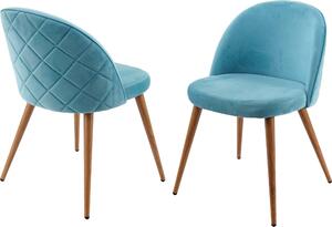 Zestaw 2 krzeseł do jadalni HWC-D53, krzesło kuchenne retro 50s design, aksamit ~ turkusowy