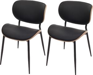 Zestaw 2 krzeseł do jadalni HWC-O45, krzesło, drewno gięte imitacja skóry 280g/m² Oeko-Tex ~ naturalny, czarny