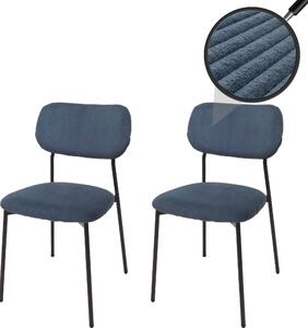 Zestaw 2 krzeseł do jadalni HWC-O26, krzesło kuchenne tapicerowane, sznurek (330g/m²) tkanina/tkanina metal ~ niebieski