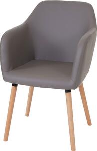 Krzesło do jadalni Malmö T381, krzesło kuchenne, design retro 50s ~ imitacja skóry , taupe-szary, jasne nogi