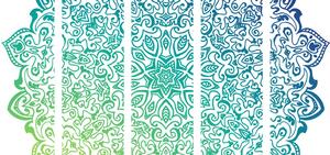 5-częściowy obraz niebiesko-zielona Mandala