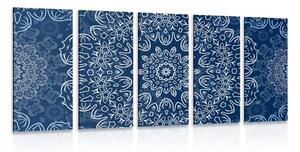 5-częściowy obraz niebieska Mandala z abstrakcyjnym wzorem