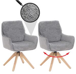 Zestaw 2 krzeseł do jadalni HWC-Q37, krzesło kuchenne obrotowe, tkanina (680g/m²) typu chenille, certyfikat Öko-Tex, drewno, kolor: szary
