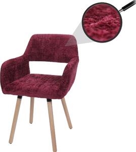 Krzesło do jadalni HWC-A50 II, krzesło kuchenne krzesło tapicerowane, drewno tkanina/tkanina szenilowa (465g/m²) ~ bordo