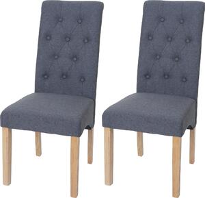 Zestaw 2 krzeseł do jadalni HWC-O65e, krzesło kuchenne, krzesło tapicerowane, tkanina Chesterfield (280 g/m²), ciemnoszare