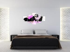 Obraz - Kobieta z czarnym kotem (125x70 cm)
