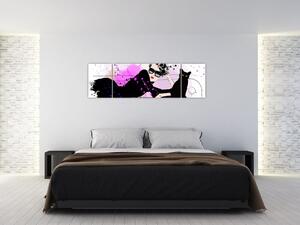 Obraz - Kobieta z czarnym kotem (170x50 cm)