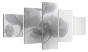 Obraz kwiatów w odcieniach szarości (125x70 cm)
