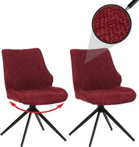 Zestaw 2 krzeseł do jadalni HWC-O48, krzesło kuchenne, obrotowe z automatycznym powrotem, tkanina/tkanina szenilowa (320g/m²) Oeko-Tex ~ bordo