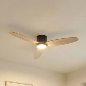 Wentylator sufitowy LED Lucande Lignia, Ø 132 cm, CCT, ściemniany Lignia Lucande, możliwość ściemniania, jasne drewno, salon / jadalnia, drewno, skandynawski