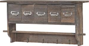 Półka kuchenna HWC-C49, półka domowa Półka vintage z 5 szufladami 32x65x13cm ~ brązowy