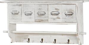 Półka kuchenna HWC-C49, półka domowa Półka vintage z 5 szufladami 32x65x13cm ~ Shabby Look, biały