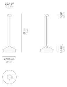 Zafferano Lampa stołowa LED Pina 3K z akumulatorem, ciemnoszara, IP54 3K, możliwość ściemniania, aluminiowy / szary / cynkowy, salon / jadalnia, aluminium, nowoczesny