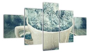 Obraz - Zimowy świat w kubeczku (125x70 cm)