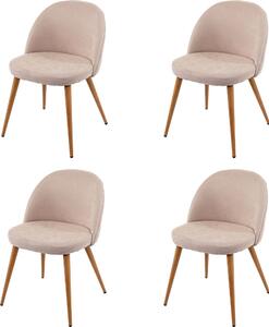 Zestaw 4 krzeseł do jadalni HWC-D53, krzesło kuchenne, design retro 50s, tkanina/tekstylia ~ beżowy