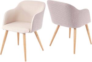 Zestaw 2 krzeseł do jadalni HWC-D71, krzesło kuchenne, design retro, podłokietniki z tkaniny ~ kremowo-beżowy