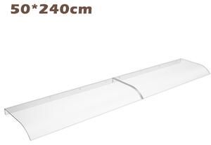 QEENTOE, daszek okienny 50x240 cm, przezroczysty daszek z PET o kształcie łukowym, osłona przed deszczem do drzwi wejściowych, okien, balkonu i garażu