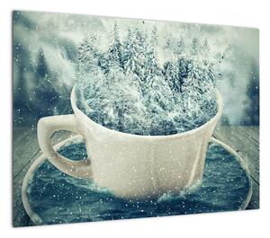 Obraz - Zimowy świat w kubeczku (70x50 cm)